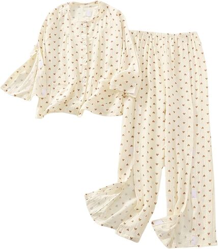 Women's Post Surgery Recovery Pajamas - Open Side Nightgown & Bedridden Patient Clothing for Elderly Care, Dignity Nursing Sleepwear with Velcro Access(Small Heart Pattern,L) in Saudi Arabia