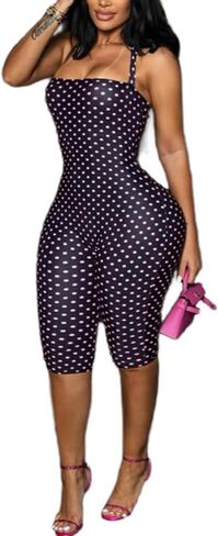 Jumpsuits for Women Sexy Backless Polka Dot Halter Jumpsuit Bodycon Capri Jumpsuit Party Club Outfits in Saudi Arabia