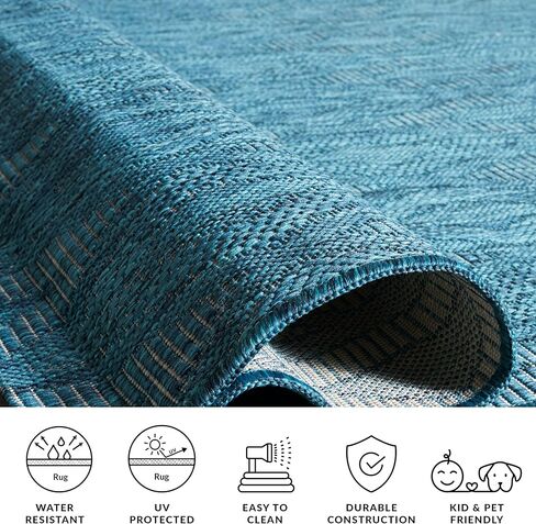 SAFAVIEH Courtyard Collection 2'7" x 5' Turquoise/Blue CY8522 Indoor/ Outside Waterproof Easy cleansingPatio Backyard Mudroom Area Mat in Kuwait