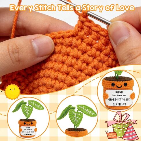 Crochet Positive Plant Inspirational Gifts for Women Coworker Plant Lovers Friends - Office Gifts Desk Decor Handmade Knit Potted with Face in You Message - Decor for Office & Home in Kuwait