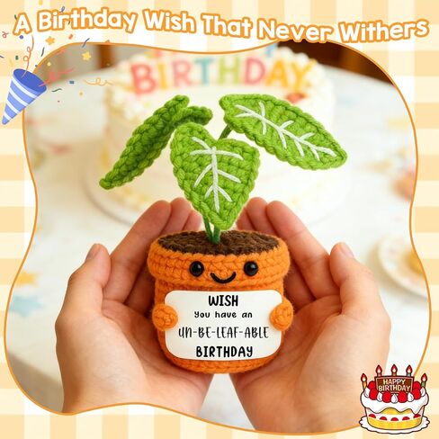 Crochet Positive Plant Inspirational Gifts for Women Coworker Plant Lovers Friends - Office Gifts Desk Decor Handmade Knit Potted with Face in You Message - Decor for Office & Home in Kuwait