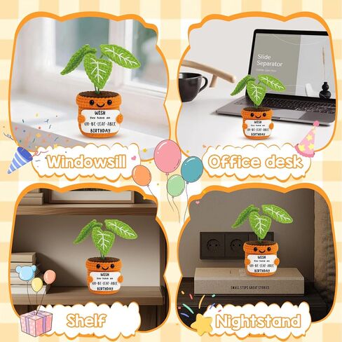 Crochet Positive Plant Inspirational Gifts for Women Coworker Plant Lovers Friends - Office Gifts Desk Decor Handmade Knit Potted with Face in You Message - Decor for Office & Home in Kuwait