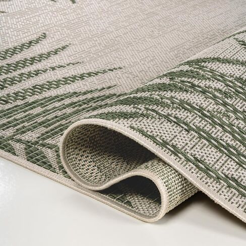 JONATHAN Y Palm Frond Border Indoor Outdoor Runner Rug 2X8 Green/Cream, Isla Coastal Cottage for Backyard, Patio, Porch, Easy-Cleaning, High Traffic, Pet-Friendly, Non-Shedding (TSN207B-28) in Kuwait