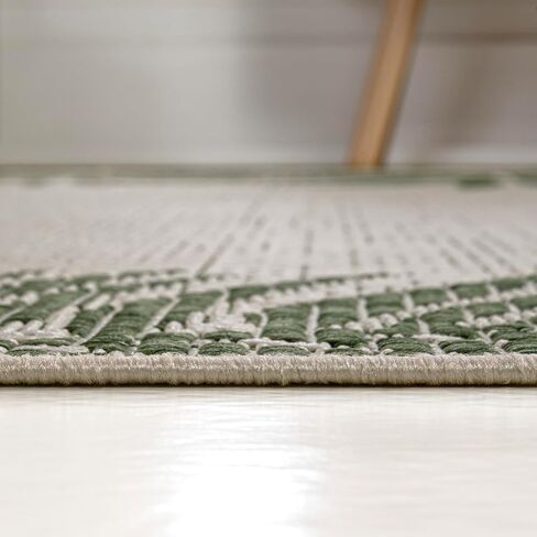 JONATHAN Y Palm Frond Border Indoor Outdoor Runner Rug 2X8 Green/Cream, Isla Coastal Cottage for Backyard, Patio, Porch, Easy-Cleaning, High Traffic, Pet-Friendly, Non-Shedding (TSN207B-28) in Kuwait