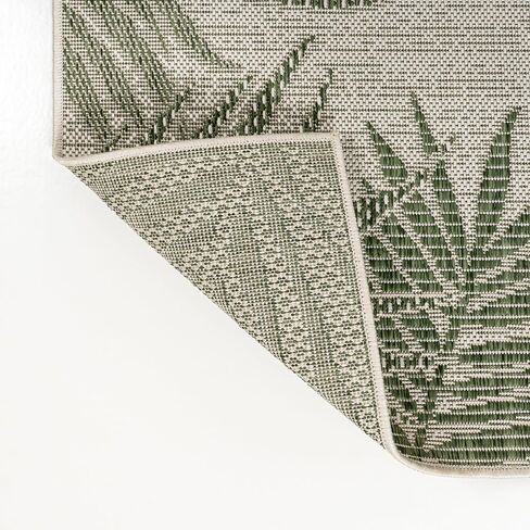 JONATHAN Y Palm Frond Border Indoor Outdoor Runner Rug 2X8 Green/Cream, Isla Coastal Cottage for Backyard, Patio, Porch, Easy-Cleaning, High Traffic, Pet-Friendly, Non-Shedding (TSN207B-28) in Kuwait