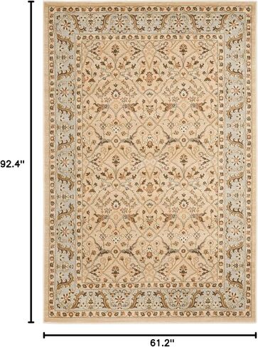 SAFAVIEH Florenteen Collection 5'1" x 7'7" Ivory/Grey FLR126 Traditional Oriental Non-Shedding Living Room Bedroom Area Rug in Kuwait