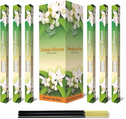 Flute Orange Blossom Incense Sticks – Fresh Floral Citrus Incense for Relaxation, Calm & Everyday Home Fragrance – 8 Sticks/Pack, 25 Packs/Box (9 Inch, 200 Sticks) | 40 Minutes Burn Time in Saudi Arabia