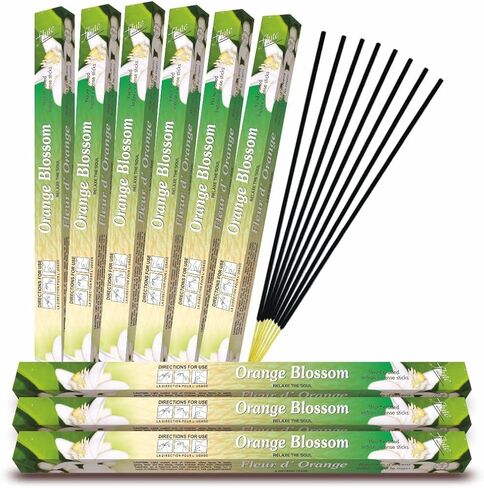 Flute Orange Blossom Incense Sticks – Fresh Floral Citrus Incense for Relaxation, Calm & Everyday Home Fragrance – 8 Sticks/Pack, 25 Packs/Box (9 Inch, 200 Sticks) | 40 Minutes Burn Time in Saudi Arabia