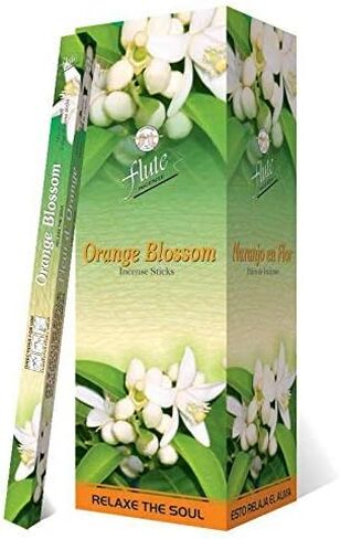 Flute Orange Blossom Incense Sticks – Fresh Floral Citrus Incense for Relaxation, Calm & Everyday Home Fragrance – 8 Sticks/Pack, 25 Packs/Box (9 Inch, 200 Sticks) | 40 Minutes Burn Time in Saudi Arabia