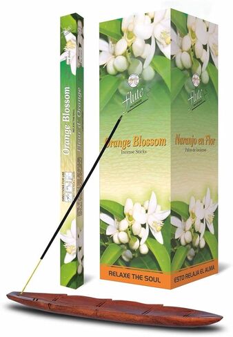 Flute Orange Blossom Incense Sticks – Fresh Floral Citrus Incense for Relaxation, Calm & Everyday Home Fragrance – 8 Sticks/Pack, 25 Packs/Box (9 Inch, 200 Sticks) | 40 Minutes Burn Time in Saudi Arabia