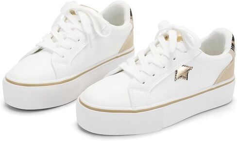 ANTLULU Girls’ Platform Canvas Shoes Low Top and High Top Canvas Sneakers Lace-up Fashion Casual Shoes for Girls in Saudi Arabia