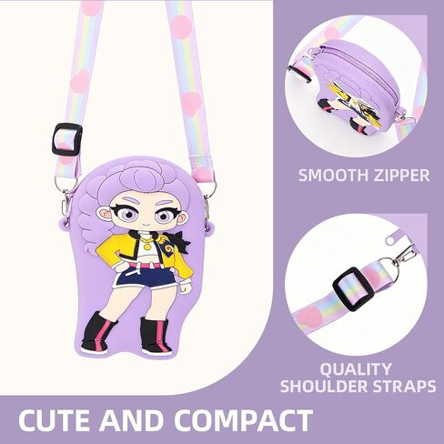 Kawaii K-pop Mini Crossbody Bag with Zipper, Anime Wallet Purse with Lanyard, Cute Cartoon Shoulder Bag for Girls Birthday Gifts in Saudi Arabia