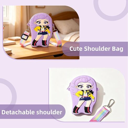 Kawaii K-pop Mini Crossbody Bag with Zipper, Anime Wallet Purse with Lanyard, Cute Cartoon Shoulder Bag for Girls Birthday Gifts in Saudi Arabia