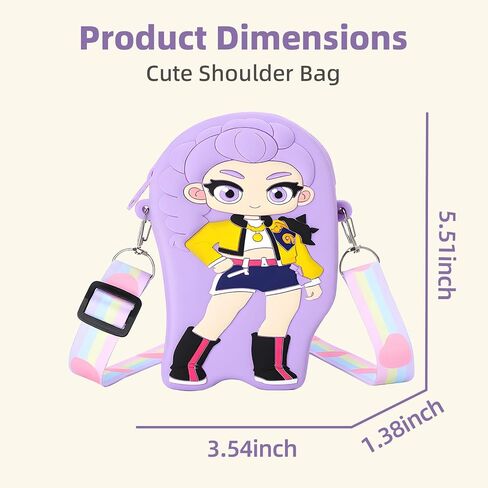 Kawaii K-pop Mini Crossbody Bag with Zipper, Anime Wallet Purse with Lanyard, Cute Cartoon Shoulder Bag for Girls Birthday Gifts in Saudi Arabia