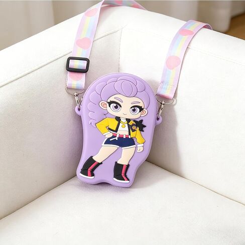 Kawaii K-pop Mini Crossbody Bag with Zipper, Anime Wallet Purse with Lanyard, Cute Cartoon Shoulder Bag for Girls Birthday Gifts in Saudi Arabia