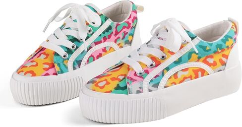 ANTLULU Girls’ Platform Canvas Shoes Low Top and High Top Canvas Sneakers Lace-up Fashion Casual Shoes for Girls in Saudi Arabia