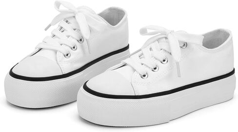 ANTLULU Girls’ Platform Canvas Shoes Low Top and High Top Canvas Sneakers Lace-up Fashion Casual Shoes for Girls in Saudi Arabia