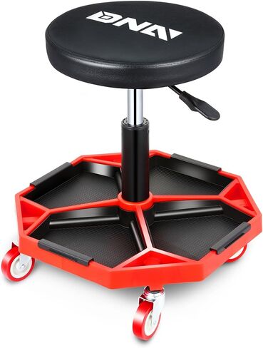 DNA MOTORING TOOLS-00253 Adjustable Height Pneumatic Garage Seat Rolling Mechanic Stool with Tool Tray Storage,300lbs Max Weight Capacity in Kuwait