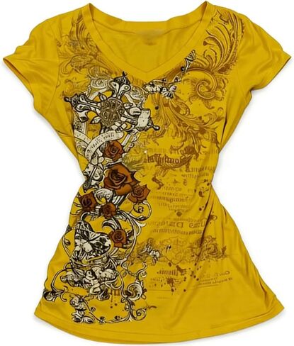Vintage Graphic Tees 2000s Tops Teen Girls Y2k Grunge Shirts Alt Emo Clothes Women Whimsy Twee Short Sleeve Top in Saudi Arabia