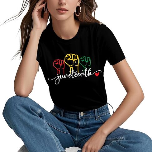 PQZ Juneteenth قميص المرأة السوداء التاريخ تي شيرت المرأة الأفريقية تي شيرت أماندا جورمان تي شيرت in Kuwait