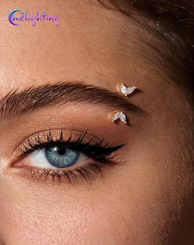 Melighting 16G Gold Rook Earring الفولاذ المقاوم للصدأ، 6/8 مم ثقب الحاجب مع ماركيز شفاف تشيكوسلوفاكيا، الحد الأدنى من حلقة الحاجب Rook Lobe Piercing مجوهرات للنساء in Kuwait