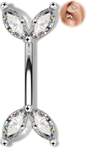 Melighting 16G Gold Rook Earring الفولاذ المقاوم للصدأ، 6/8 مم ثقب الحاجب مع ماركيز شفاف تشيكوسلوفاكيا، الحد الأدنى من حلقة الحاجب Rook Lobe Piercing مجوهرات للنساء in Kuwait