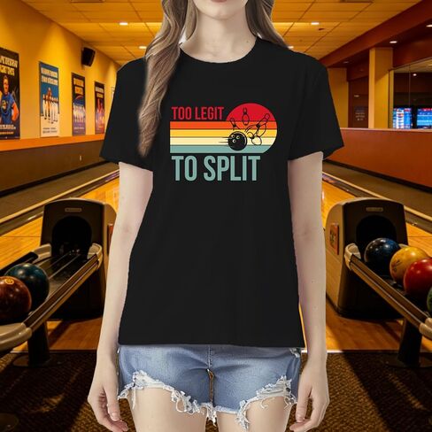 Bowling Shirts for Women Too Legit to Split T-Shirt Retro Sunset Bowler Bowling League Team Tee in Kuwait