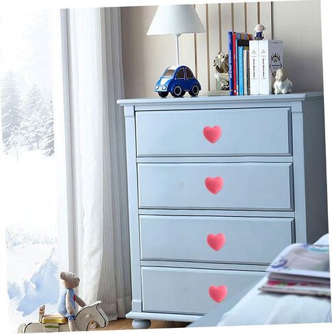 Hemobllo 4pcs Pink Heart Shaped Drawer Pull Handles Soft Cartoon Cabinet Knobs for ’ Room Dresser Wardrobe Furniture Accessories in Kuwait