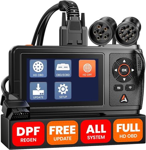 ANCEL HD431 Heavy Duty Truck Scanner, 2024 New Diesel Diagnostic Scan Tool, DPF Regen and Reset for Detroit, Paccar, Lifetime Free Updates, Full System HDOBD & OBD2 Trucks & Cars 2 in 1 Code Reader in Kuwait