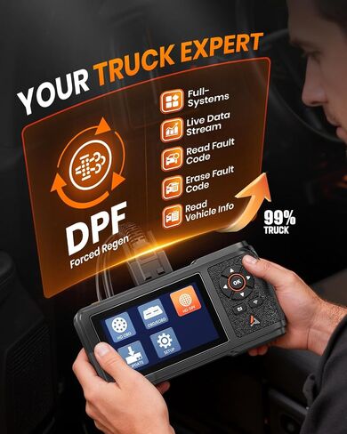 ANCEL HD431 Heavy Duty Truck Scanner, 2024 New Diesel Diagnostic Scan Tool, DPF Regen and Reset for Detroit, Paccar, Lifetime Free Updates, Full System HDOBD & OBD2 Trucks & Cars 2 in 1 Code Reader in Kuwait