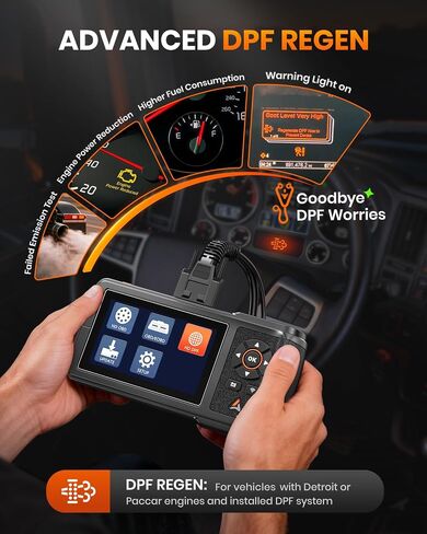 ANCEL HD431 Heavy Duty Truck Scanner, 2024 New Diesel Diagnostic Scan Tool, DPF Regen and Reset for Detroit, Paccar, Lifetime Free Updates, Full System HDOBD & OBD2 Trucks & Cars 2 in 1 Code Reader in Kuwait
