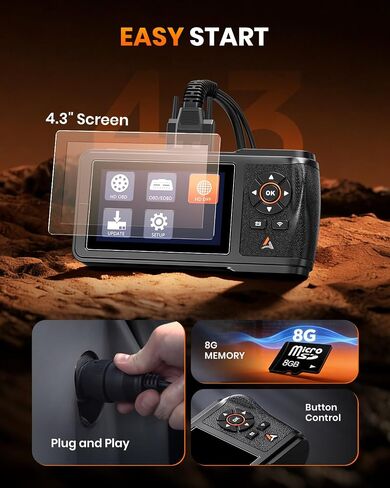 ANCEL HD431 Heavy Duty Truck Scanner, 2024 New Diesel Diagnostic Scan Tool, DPF Regen and Reset for Detroit, Paccar, Lifetime Free Updates, Full System HDOBD & OBD2 Trucks & Cars 2 in 1 Code Reader in Kuwait