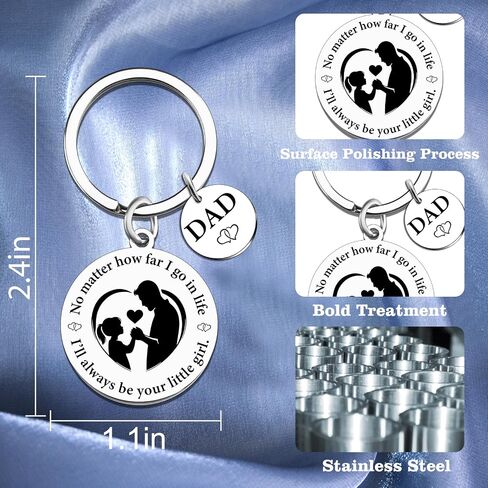 Fathers Day Birthday Gift for Dad from Daughter Unique Dad Keychain Birthday Fathers Day Gift Ideas for Dads-No matter how far I go in life, I'll always be your little girl in Saudi Arabia