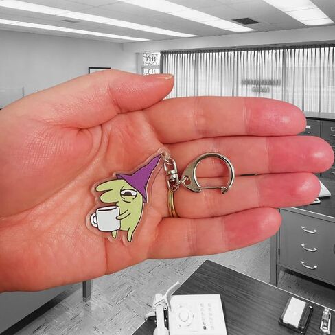 Grumpy Green Creature Enamel Pin Funny Hungover Adult Annimation Fan with a Weird and Cute Aesthetic Cartoon Acrylic Coffee Mug or Tea Cup Charm Keychain or Bag Accessory & Key Ring in Saudi Arabia