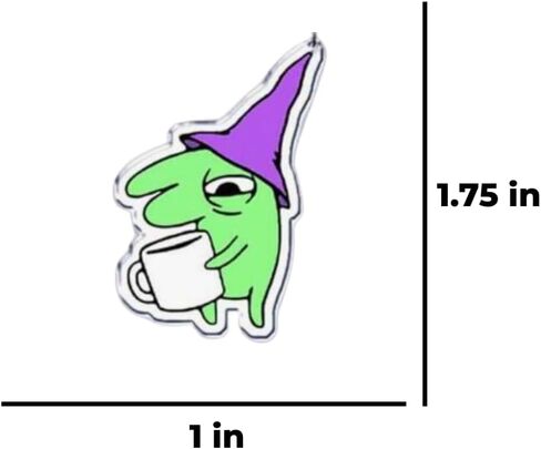 Grumpy Green Creature Enamel Pin Funny Hungover Adult Annimation Fan with a Weird and Cute Aesthetic Cartoon Acrylic Coffee Mug or Tea Cup Charm Keychain or Bag Accessory & Key Ring in Saudi Arabia