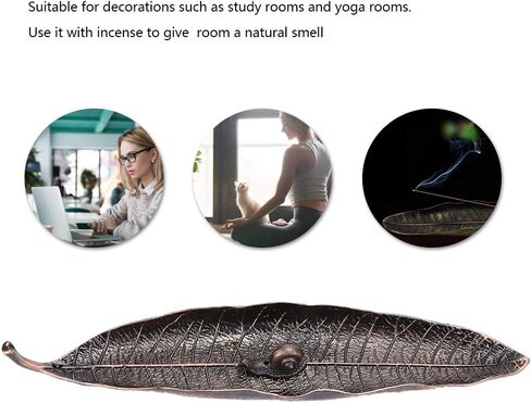 Leaf Snail Incense Holder Set, Zinc Alloy Material, Incense Holders for Sticks, with Little Snail Holder, for Study Bedroom Yoga Meditation Room in Kuwait