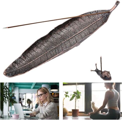 Leaf Snail Incense Holder Set, Zinc Alloy Material, Incense Holders for Sticks, with Little Snail Holder, for Study Bedroom Yoga Meditation Room in Kuwait