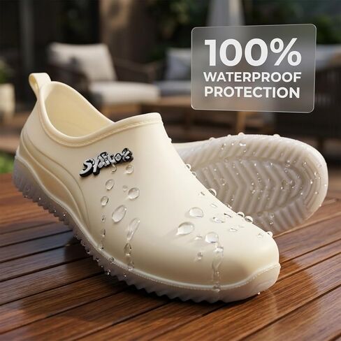 Women's Waterproof Low Top Rain Boots, Fashion Non-Slip Garden Shoes Rubber Ankle Boots, Slip-on Short Rain Booties for Commuting Car Wash in Kuwait