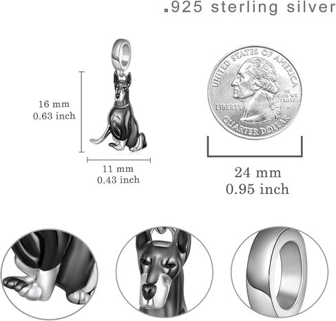 Doberman Gifts for Women 925 Sterling Silver Doberman Charms for Bracelets Dog Charms Jewelry Gifts for Women in Kuwait