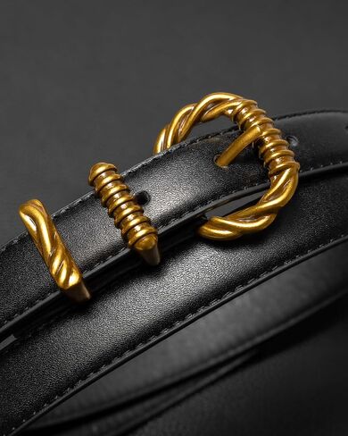 Women Slim Belt with Vintage Gold Buckle, Thin Dress Belt for Women Jeans Pants Trousers Dresses in Saudi Arabia