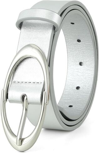 Earnda Women Faux Leather Belt for Jeans Pants Fashion Ladies Waist Belts with Gold Silver Oval Buckle in Saudi Arabia