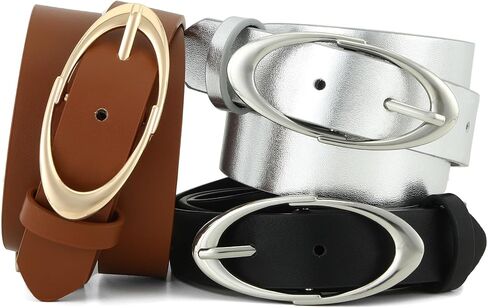 Earnda Women Faux Leather Belt for Jeans Pants Fashion Ladies Waist Belts with Gold Silver Oval Buckle in Saudi Arabia