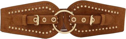 Women Wide Chunky Elastic Waist Belts for Women Dresses Trendy Stretchy Thick Belt Western Wear Studded Rivets Belts in Kuwait