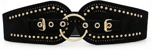 Women Wide Chunky Elastic Waist Belts for Women Dresses Trendy Stretchy Thick Belt Western Wear Studded Rivets Belts in Kuwait