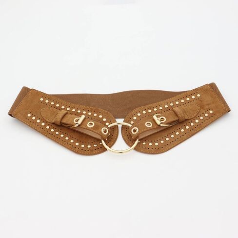 Women Wide Chunky Elastic Waist Belts for Women Dresses Trendy Stretchy Thick Belt Western Wear Studded Rivets Belts in Kuwait