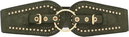 Women Wide Chunky Elastic Waist Belts for Women Dresses Trendy Stretchy Thick Belt Western Wear Studded Rivets Belts in Kuwait