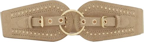 Women Wide Chunky Elastic Waist Belts for Women Dresses Trendy Stretchy Thick Belt Western Wear Studded Rivets Belts in Kuwait