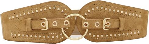 Women Wide Chunky Elastic Waist Belts for Women Dresses Trendy Stretchy Thick Belt Western Wear Studded Rivets Belts in Kuwait