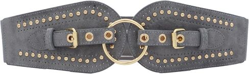Women Wide Chunky Elastic Waist Belts for Women Dresses Trendy Stretchy Thick Belt Western Wear Studded Rivets Belts in Kuwait