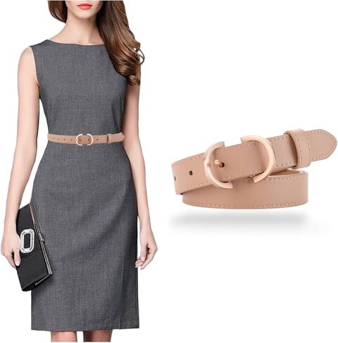 Women's Belt Soft Genuine Leather Belts Waist Belt Solid Color Gold Buckle Waistband For Pants, Jeans & Dress in Kuwait